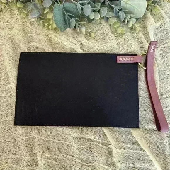 Wolf Leathers Clutch,‎ Pink/Black Brass Essentials Thin Nubuck Leather - Picture 2 of 7